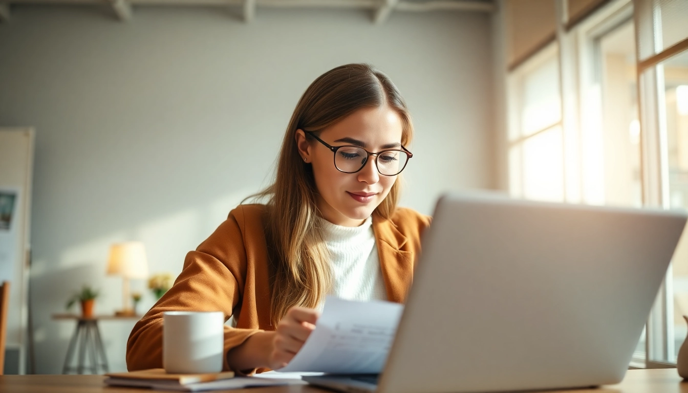 Find out what career suits you by illustrating a focused individual taking a career test in a bright workspace.