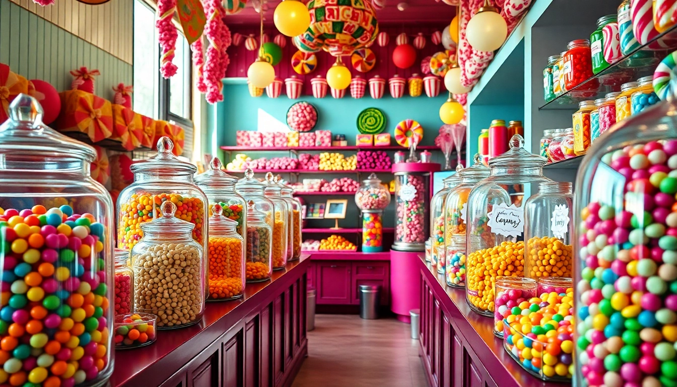 Explore the vibrant selection at this candy store near me, filled with delicious treats and colorful jars.