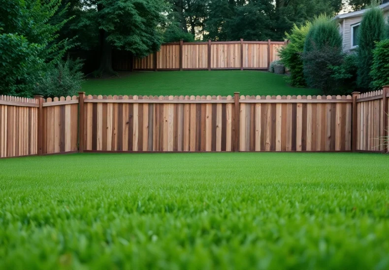 Enhance your outdoor space with expertly crafted fencing Manchester showcased in a tranquil garden setting.