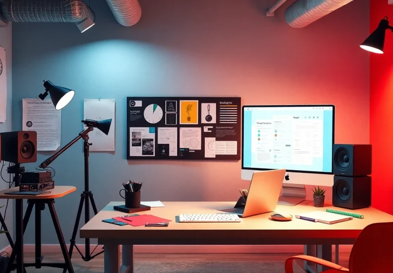 Professional Graphic Design tools in a creative workspace emphasizing innovation and artistic expression.