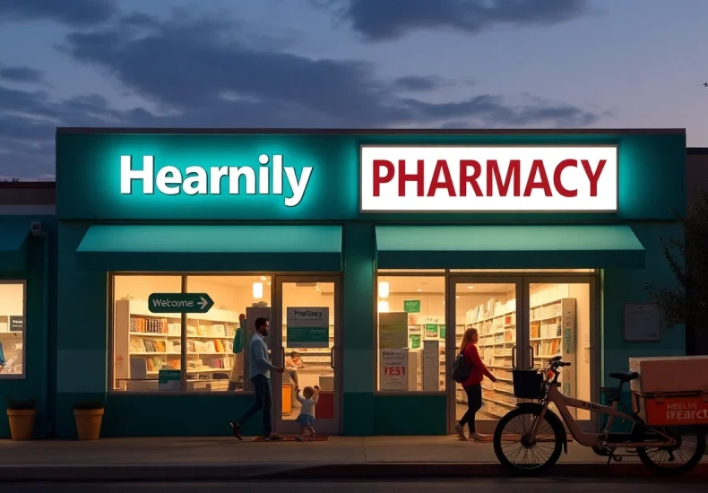 Locate your Pharmacy Near Me for essential services with a welcoming facade and friendly staff.