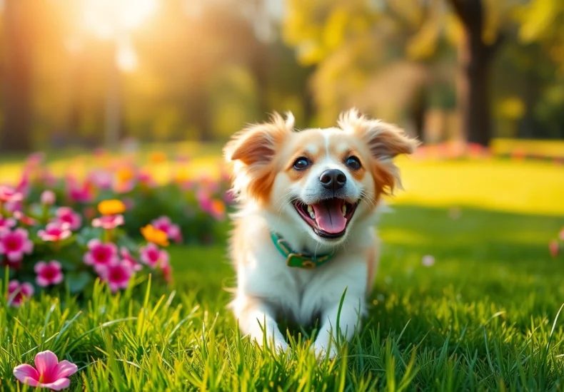 Engage with pets at Kate's K9 Pet Care in a sunny park, showcasing their playful nature and happiness.