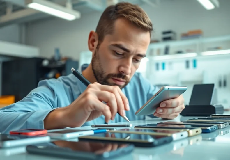 Servizio di Torino riparazione cellulari con un tecnico esperto che ripara smartphone.