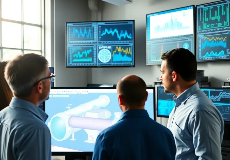 Pipe stress analysis company conducting advanced engineering evaluations in a modern lab.