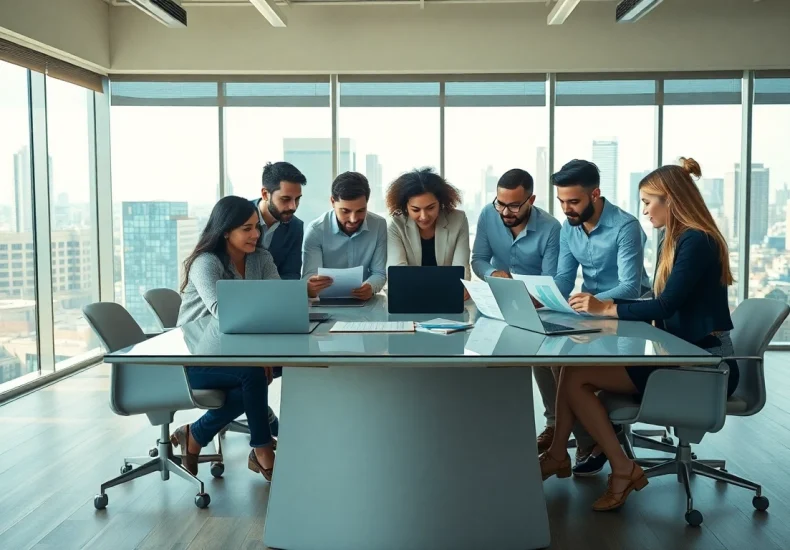 Collaborative team at a startup fractional agency strategizing marketing initiatives.