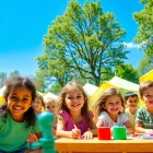 Children enjoying fun activities at holiday camps, filled with joyful energy and outdoor experiences.