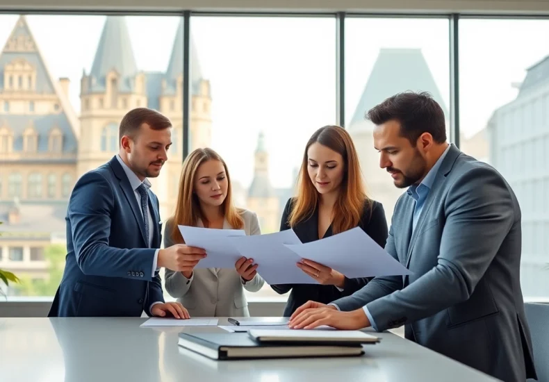 Apprenez à enregistrer une société au Luxembourg avec des entrepreneurs dynamiques discutant.