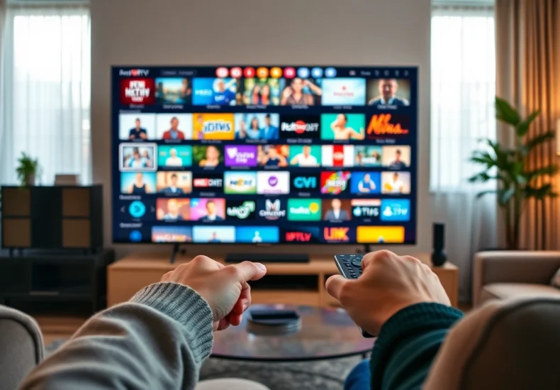Experience the 24h iptv test with a modern IPTV interface and vibrant channels on TV.