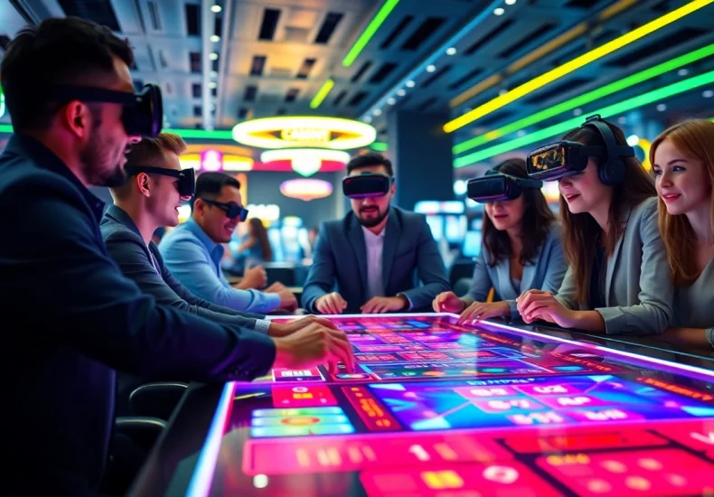 Experience the excitement of internet casinos with players engaged in vibrant online games.
