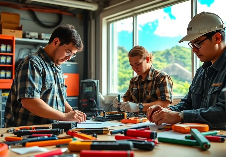 Electrician apprentices in Hawaii participating in training and skill development.