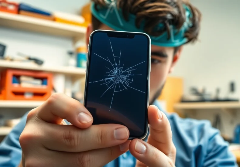 Riparazione iPhone Torino in un laboratorio professionale con un tecnico al lavoro.