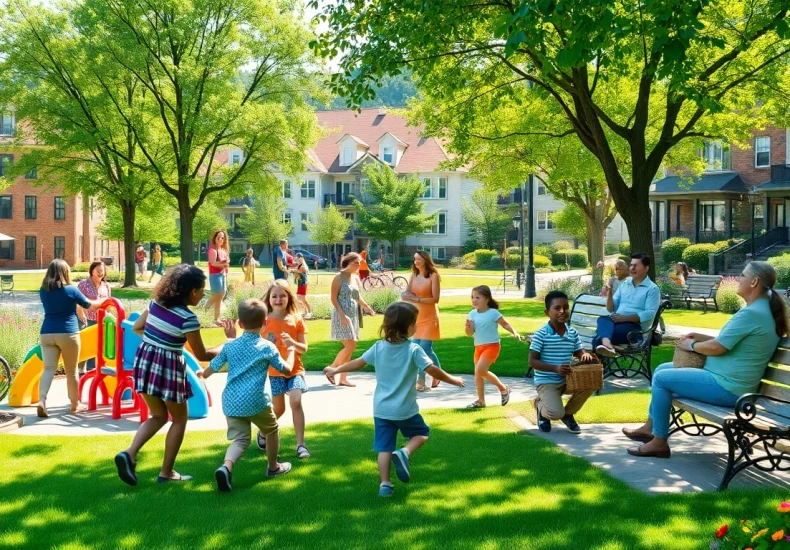 Community gathering showcasing Clarksburg's vibrant lifestyle in a sunny park setting.