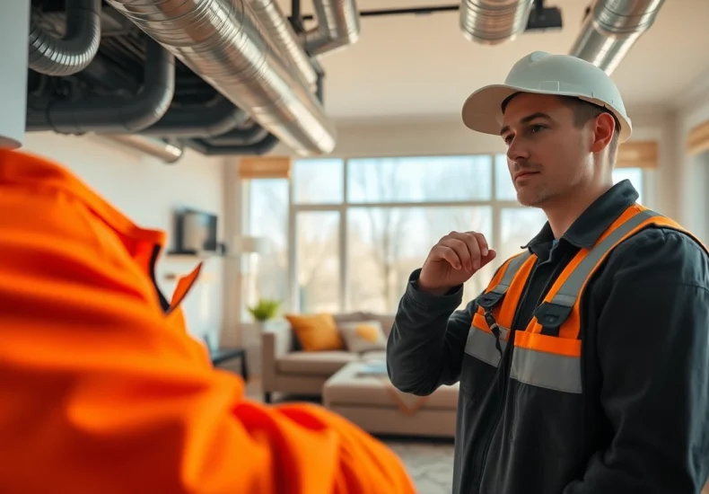 Alberta HVAC dealer technician expertly inspecting a heating system in a cozy home.