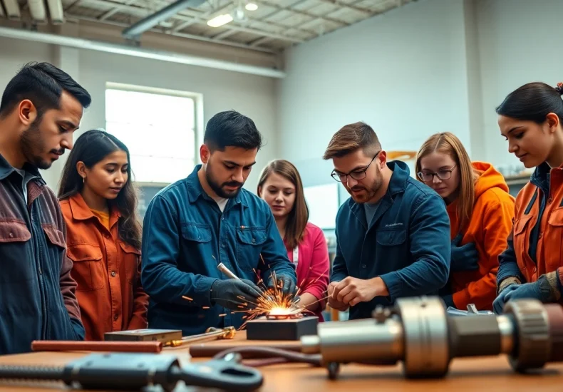 Students at a trade school in Knoxville, TN, engaged in practical skills training.
