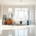 Modern local bathroom remodel featuring elegant fixtures and natural light.