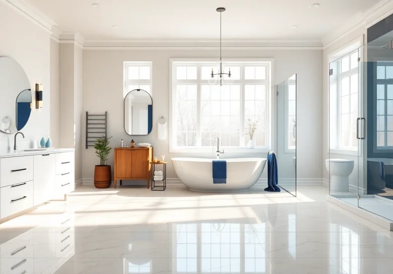 Modern local bathroom remodel featuring elegant fixtures and natural light.
