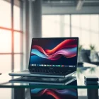 Προβολή ανακατασκευασμένου laptop με προηγμένα χαρακτηριστικά για επαγγελματική χρήση.