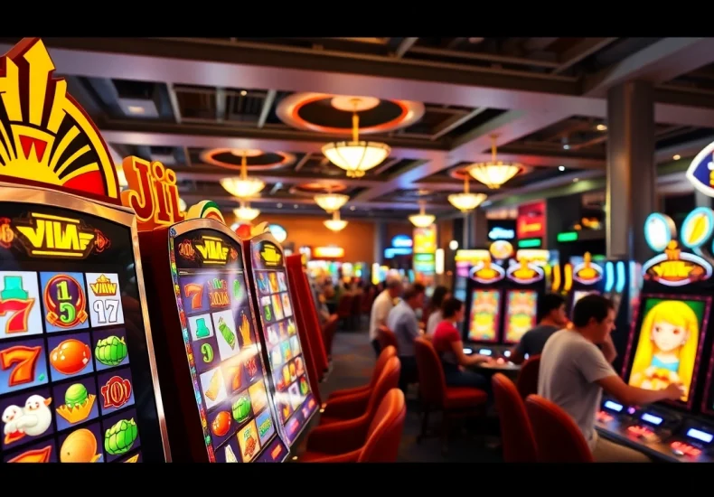 Experience thrilling gameplay with JILI Games slot machines in an exciting casino atmosphere.