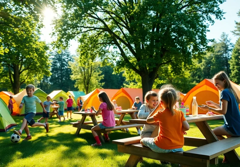 Explore engaging activities at holiday camps with families enjoying various fun events in a vibrant setting.