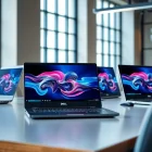Comparando laptops Dell en un entorno de oficina moderno