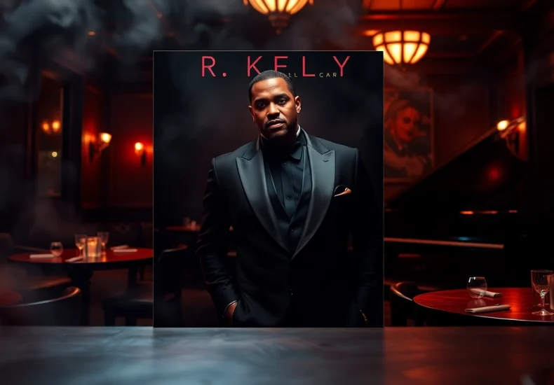 R. Kelly’s 12play album cover art featuring a sultry music scene with a tuxedoed artist.