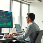 Stock picker analyzing market trends in a professional office.
