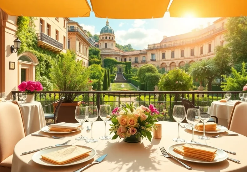 Experience the charm of European Pesach hotels with elegantly decorated dining settings for Passover.