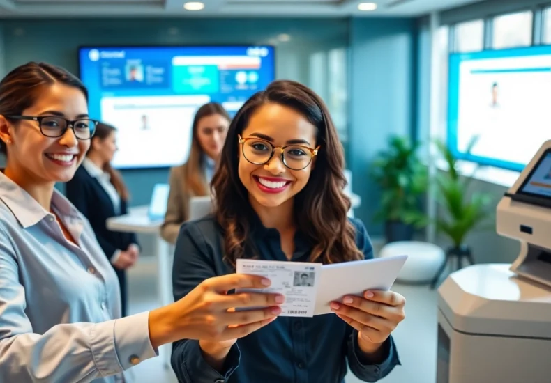 Verify document verification process with a confident team in a professional office setting.
