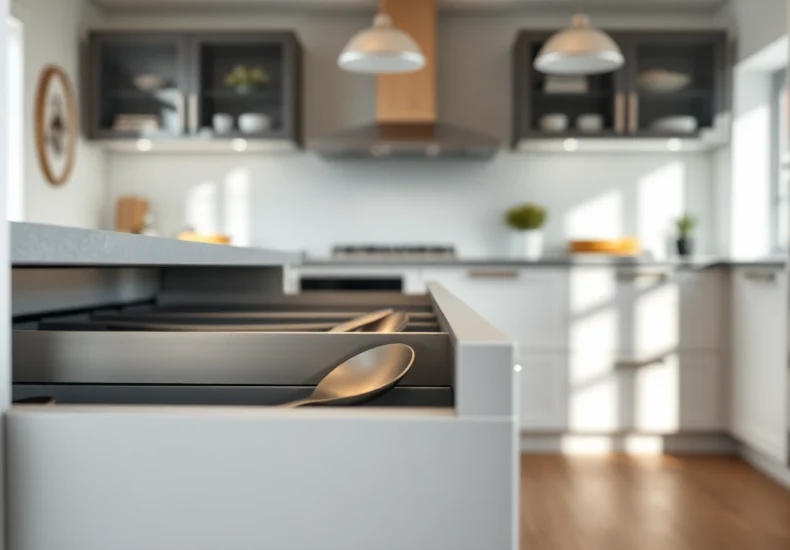 Sleek slim box drawer system enhancing kitchen organization with soft-close features and modern aesthetics.