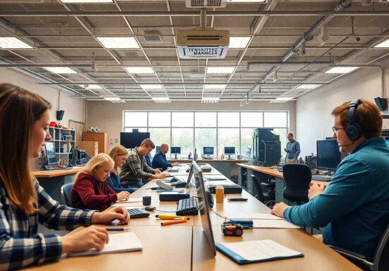 Students learning at a trade school Knoxville TN, demonstrating hands-on training in an engaging classroom.