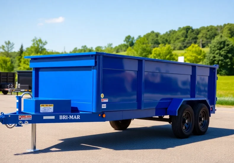 Bri-Mar trailers for sale near me displayed outdoors, showcasing various models and features.