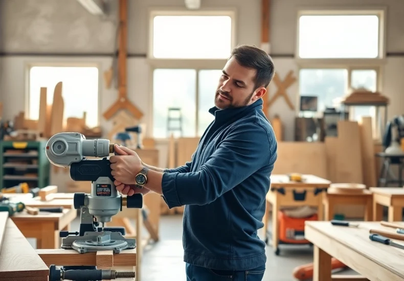 Skilled carpenter measuring wood in a workshop for carpentry apprenticeship near me.