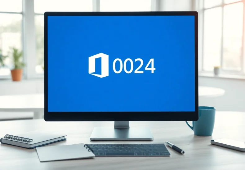 Erleben Sie office 2024 in einem modernen Arbeitsumfeld mit Hochleistungsgerät und kreativen Accessoires.