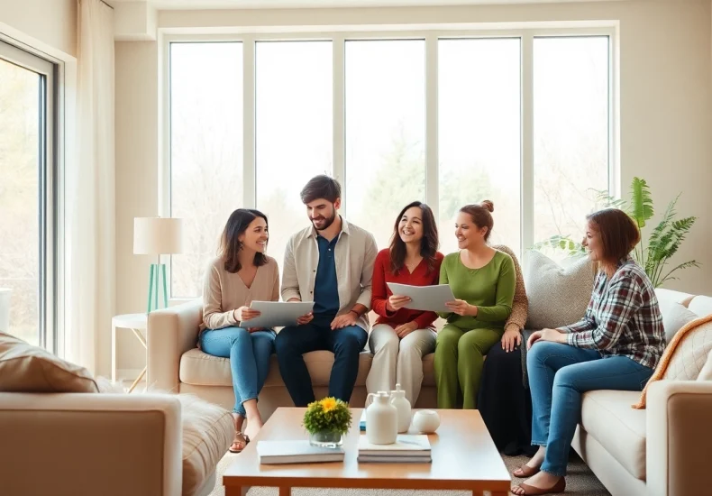 Sell my house fast okc with a family discussing offers in a bright living room.
