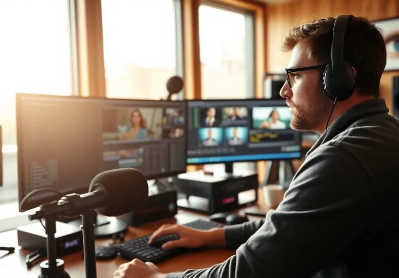 Enhance your project with Editing Post Production Toronto in a lively video editing studio.