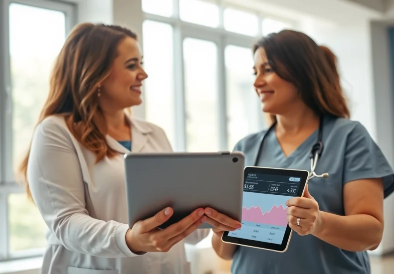 Medical Weight Loss consultation with healthcare professional and patient in a bright clinic.