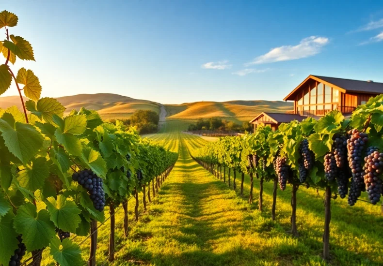 Tasting wine at one of the best wineries in Clarksburg with breathtaking vineyard views.
