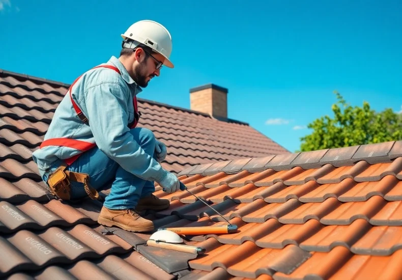 Roofer in Arnhem demonstrating expertise as Dakspecialist Arnhem in action on a residential roofing project.