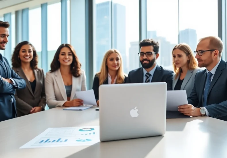 Quickplus Business Consultants collaborating in a professional office environment with diverse business specialists.