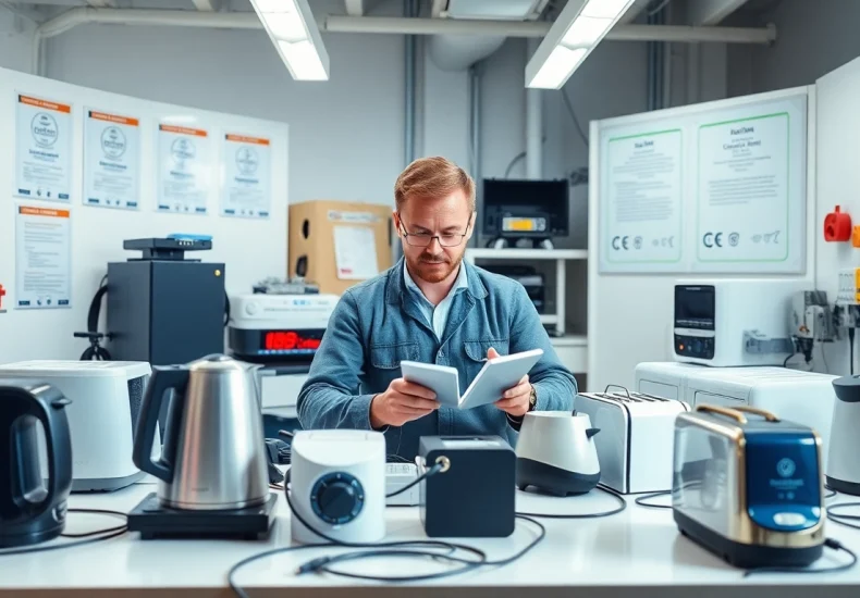 Conducting Portable Appliance Testing with precision in an electrical safety laboratory.