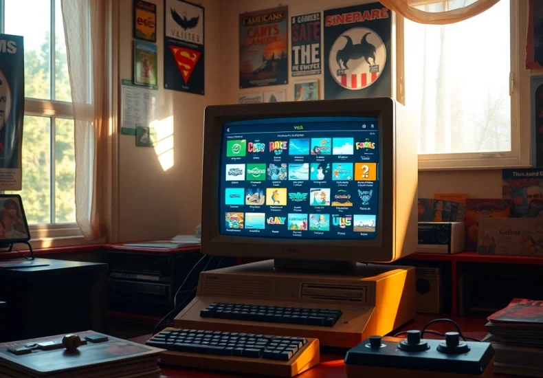 Download free DOS games with ease on DOS games download site featuring a charming vintage setup.