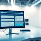 Analyze text with an advanced AI detector in a high-tech workspace