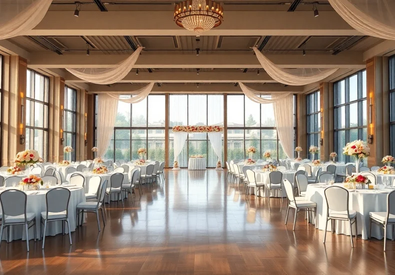 Host unforgettable events in a stunning city venue event center featuring elegant decor and natural light.