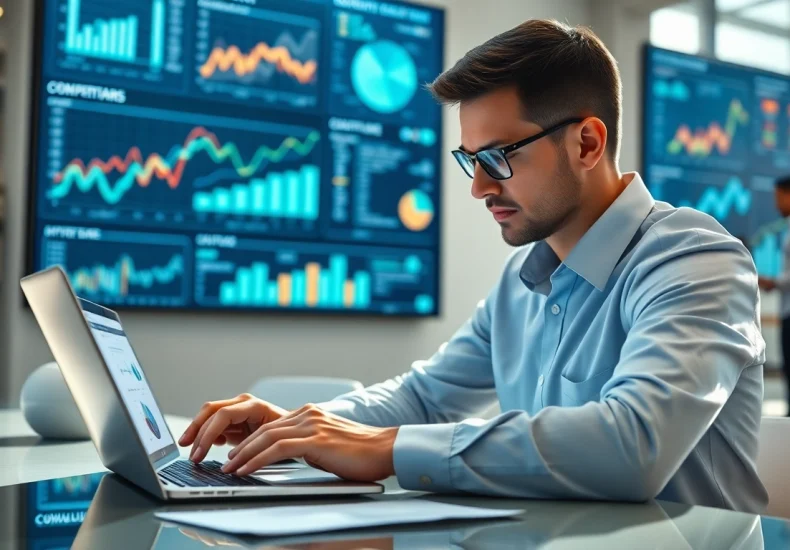 Analyze competitive intelligence effectively with a data analyst in a modern office setting.
