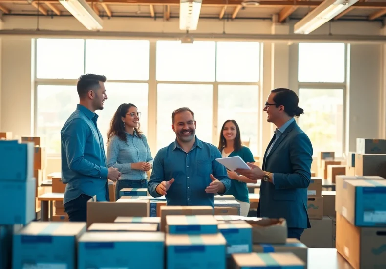 Engaged seller in Amazon FBA wholesale strategy meeting showcasing teamwork and success.