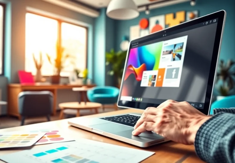 Kc web design showcased through a designer working energetically in a modern office setting.
