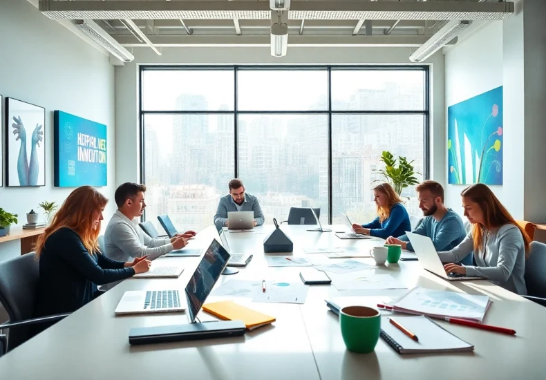 Showcasing web design companies kansas city in a collaborative, creative office setting, emphasizing innovation and teamwork.