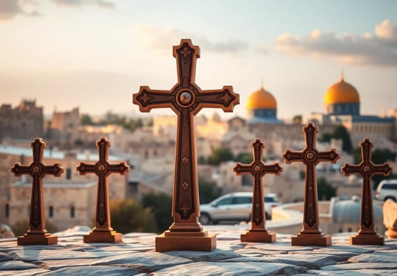 Display of Jerusalem crosses showcasing their intricate details and historical significance