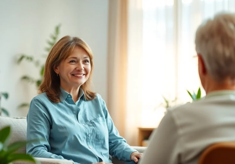 Engaging therapy session showcasing anxiety treatment dubai with a supportive therapist and peaceful environment.